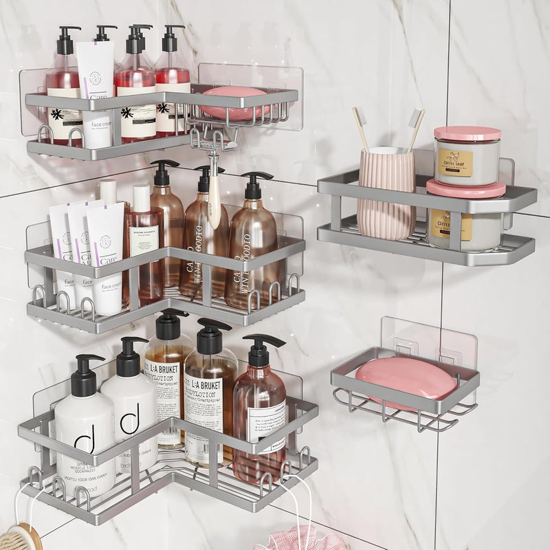 Corner Shower Caddy-Organizer for Bathroom, Silver